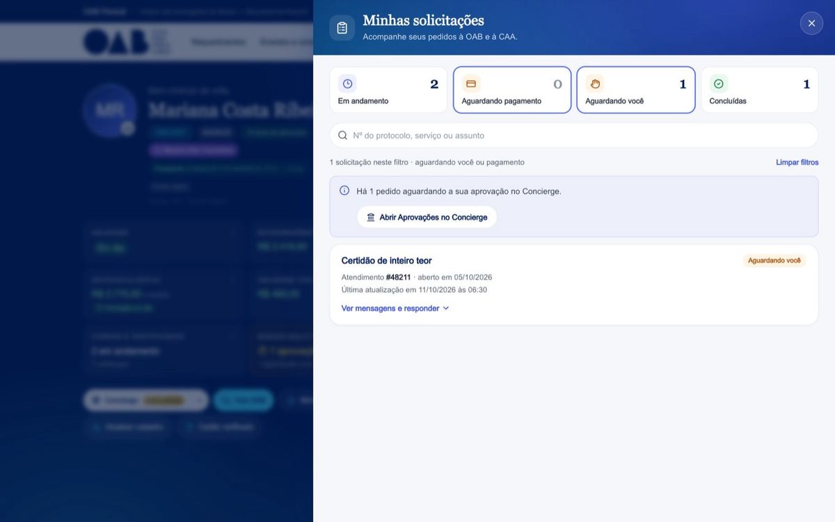 Minhas solicitações no Portal
